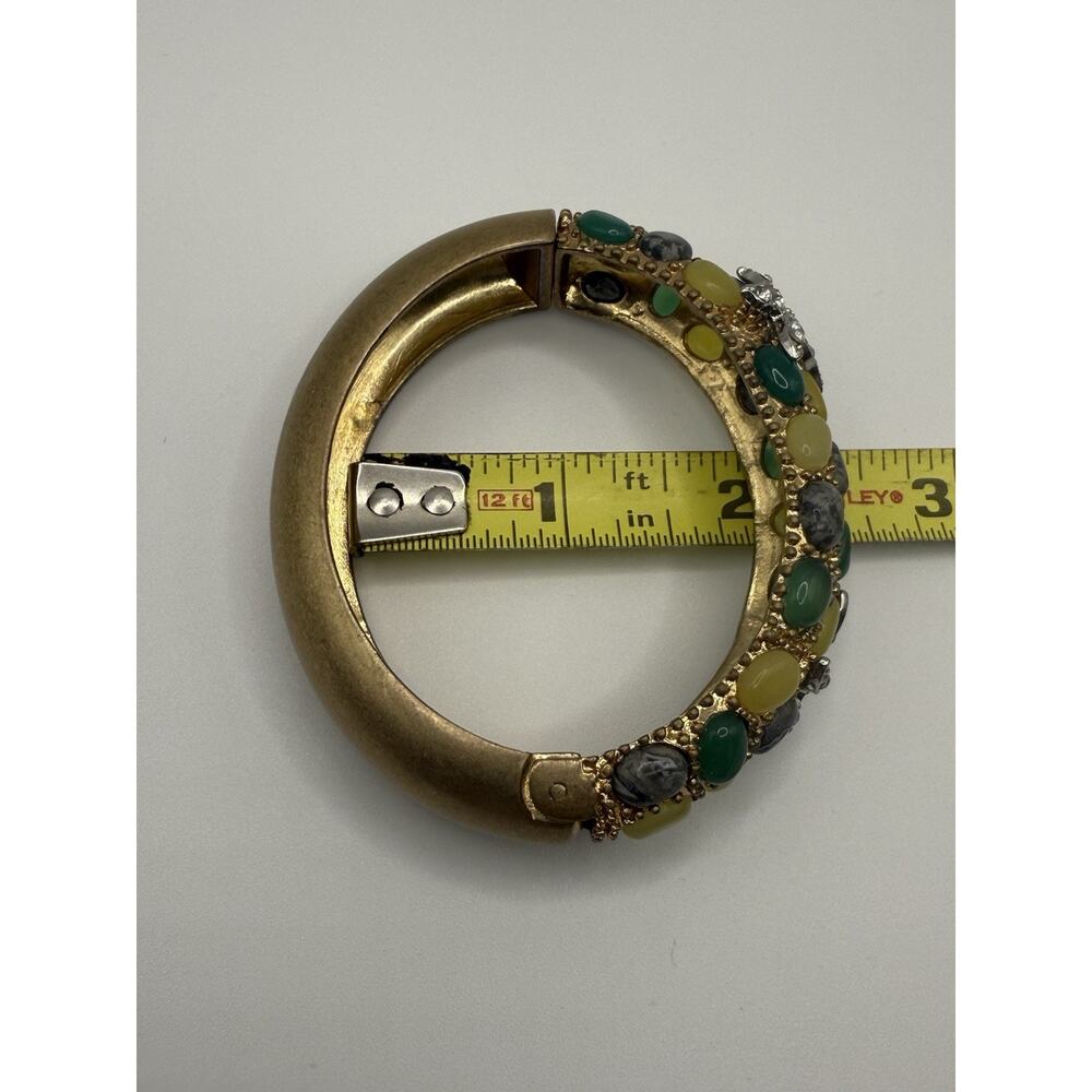 Vintage Cabi Cuff Bracelet Hinged‎ Rhinestone Starfish Colorful Stones Gold Tone - Picture 9 of 10